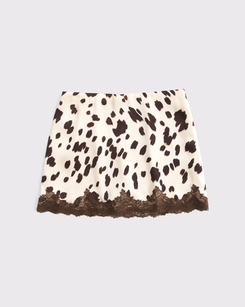 High Rise Lace & Satin Mini Skort
