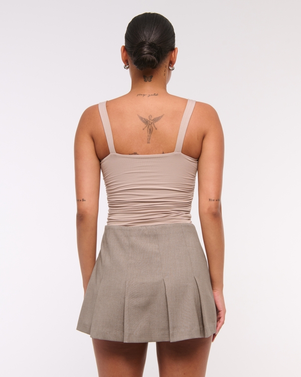 Mid Rise Wide Pleated Mini Skort