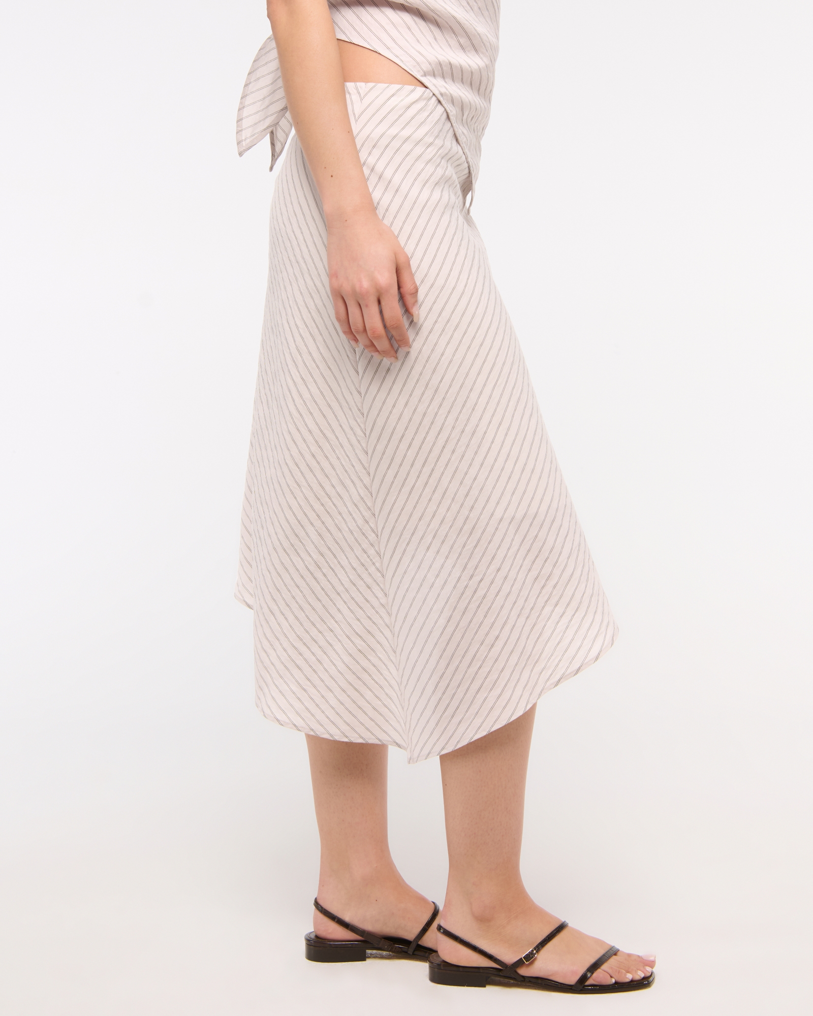 Mid Rise Asymmetrical Hem Midi Skirt