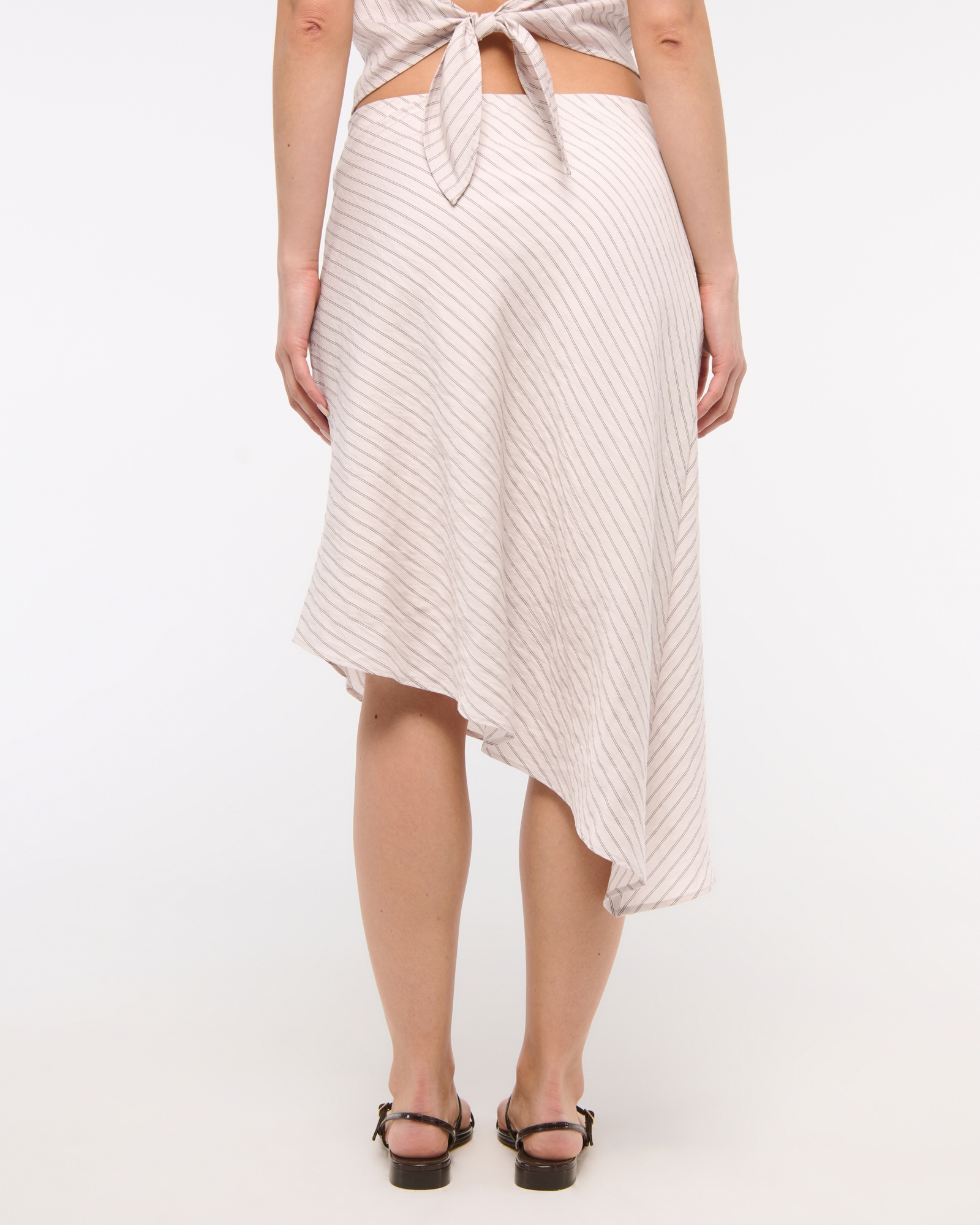 Mid Rise Asymmetrical Hem Midi Skirt