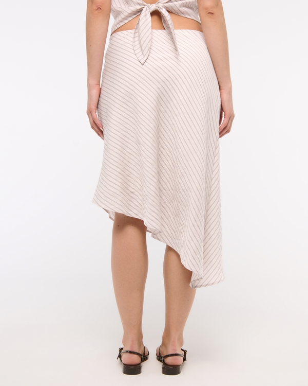 Mid Rise Asymmetrical Hem Midi Skirt