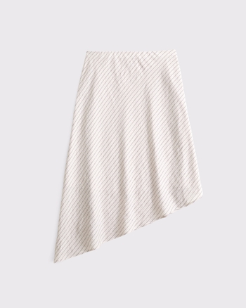 Mid Rise Asymmetrical Hem Midi Skirt