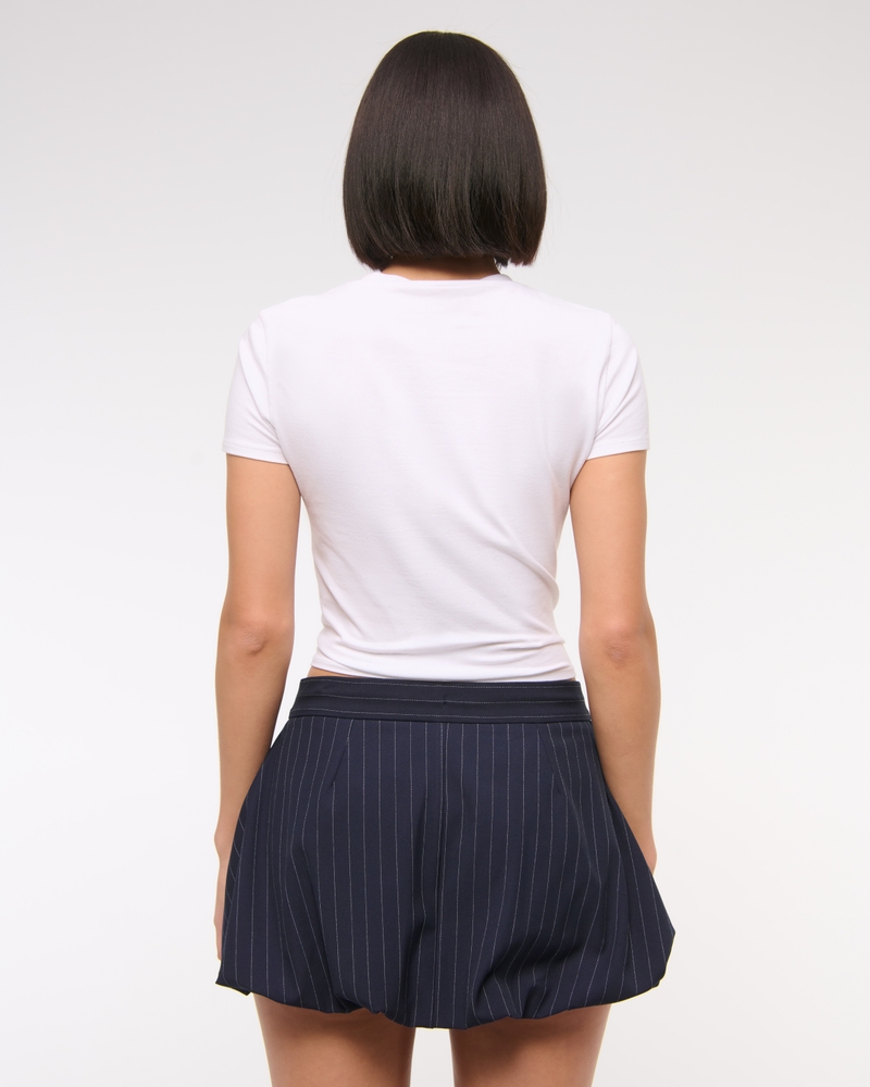 Mid Rise Tailored Bubble Hem Mini Skort