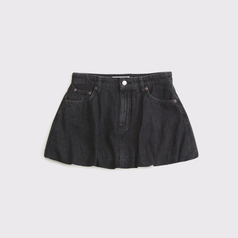 Женские юбки Abercrombie & Fitch Mid Rise Bubble Hem Denim Micro Skirt