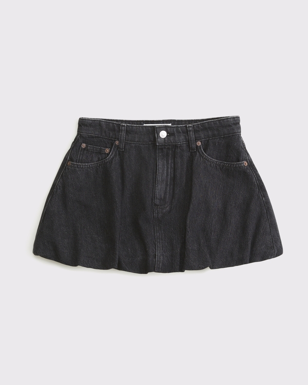 Women's Mid Rise Bubble Hem Denim Mini Skirt | Women's Clearance