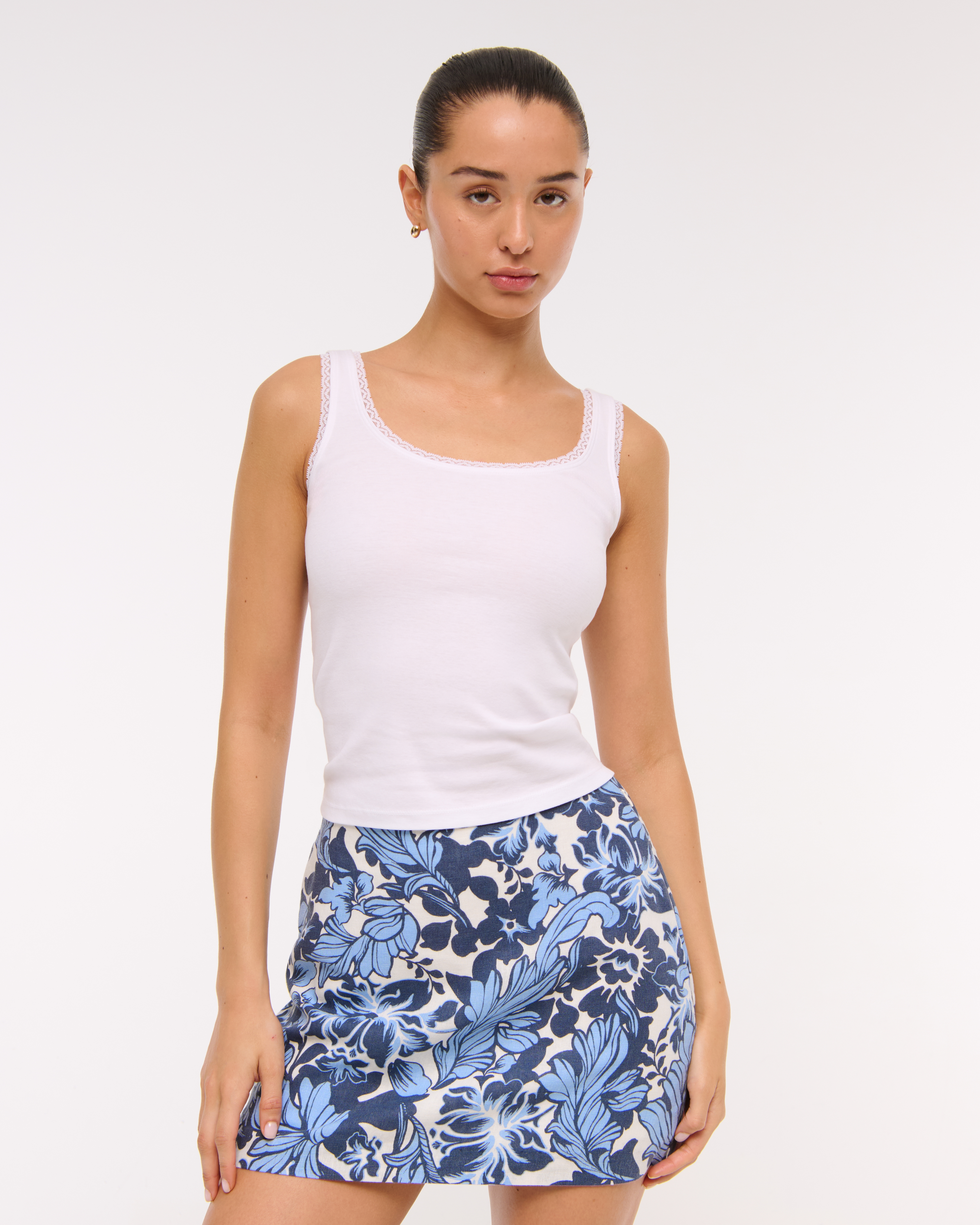 Abercrombie & Fitch The A&f Scarlett Linen-blend Mini Skort In Blue