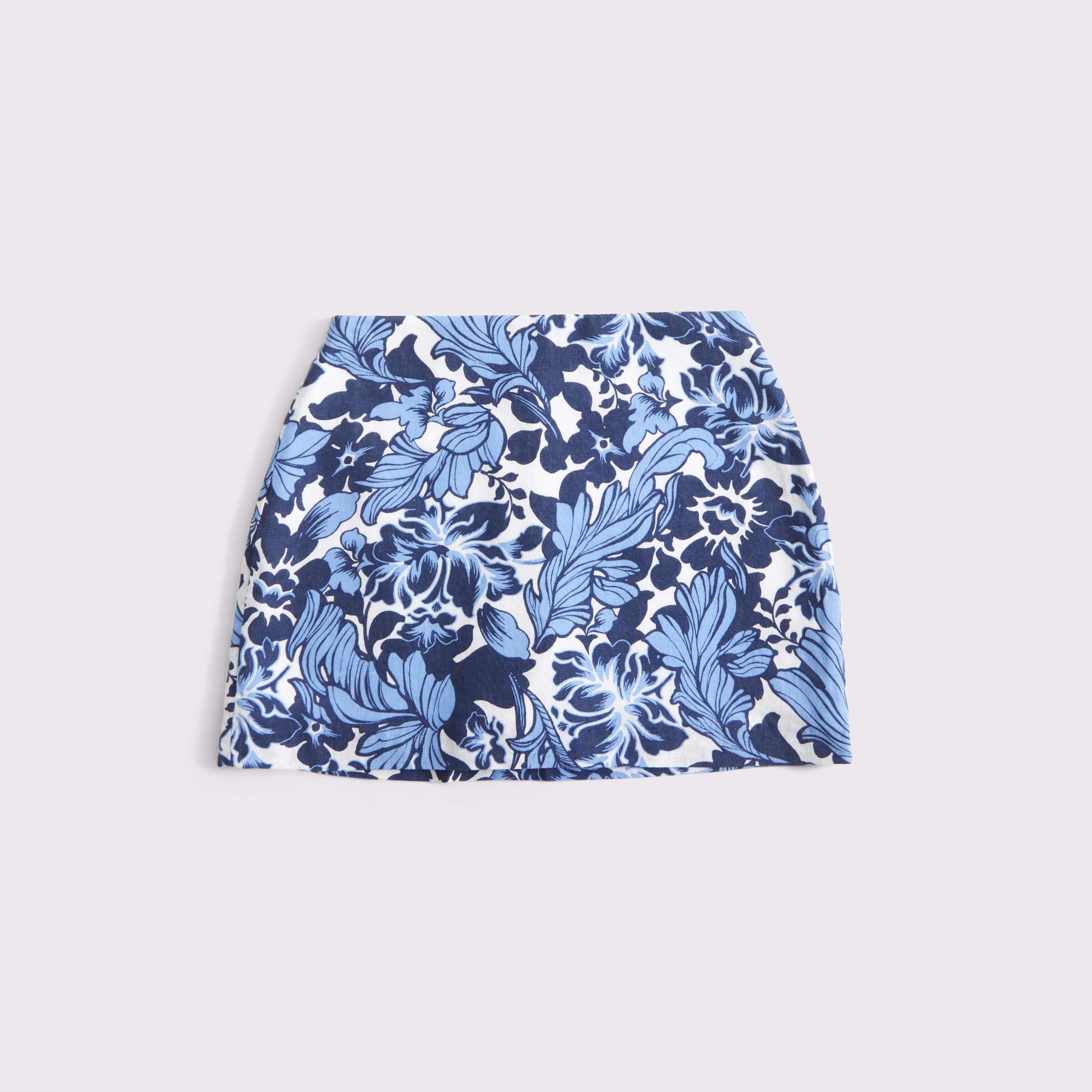 Abercrombie & Fitch The A&f Scarlett Linen-blend Mini Skort In Blue