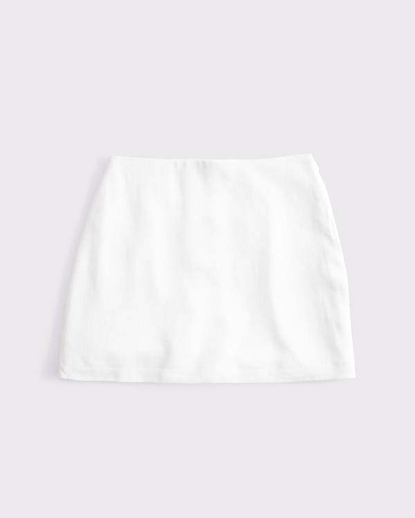 The A&F Scarlett Curve Love Linen-Blend Mini Skort, White view 1
