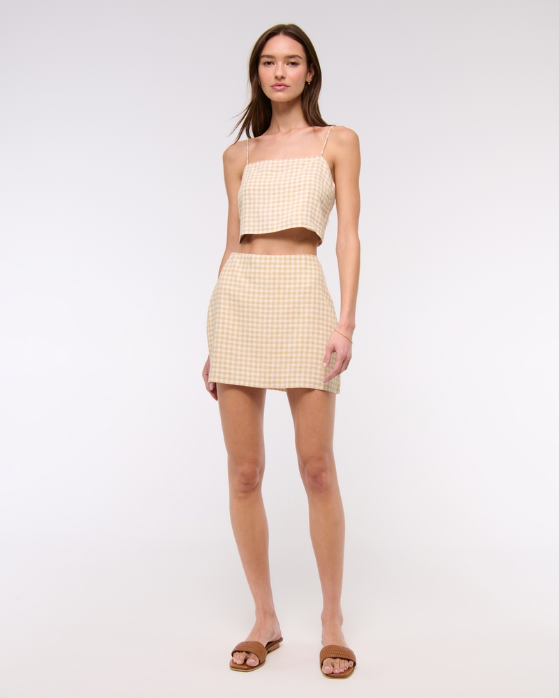 The A&F Scarlett Curve Love Linen-Blend Mini Skort