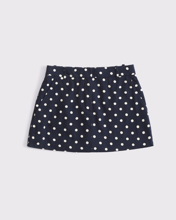 Tailored Linen-Blend Mini Skort