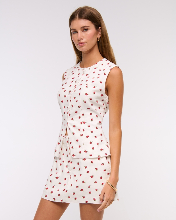 Tailored Linen-Blend Mini Skort
