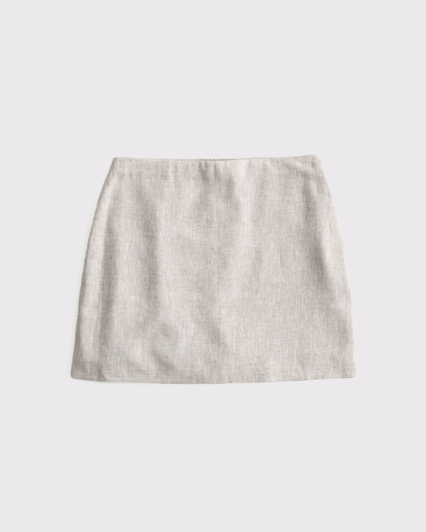 The A&F Scarlett Linen-Blend Mini Skort, Oatmeal view 1