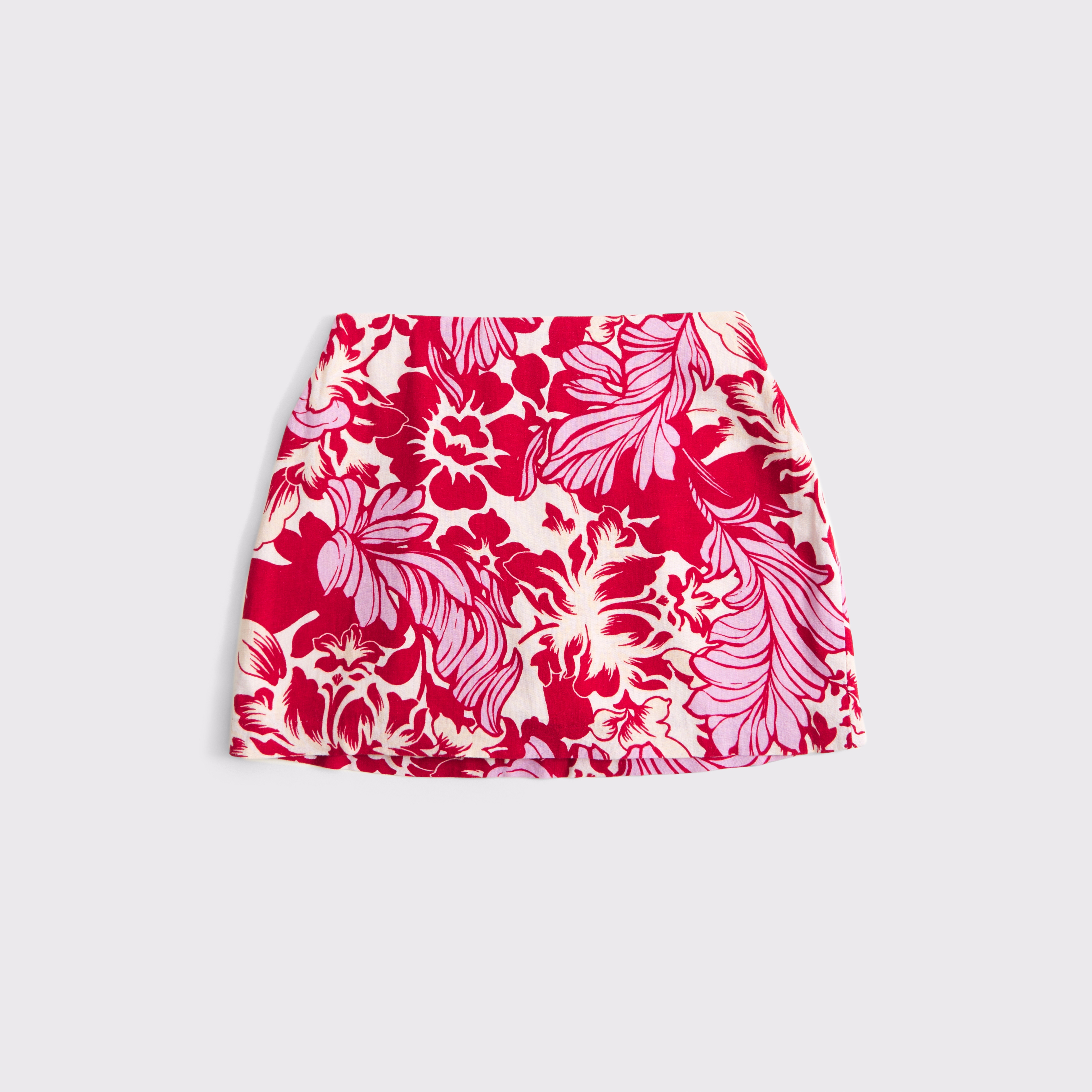 Abercrombie & Fitch The A&f Scarlett Curve Love Linen-blend Mini Skort In Red