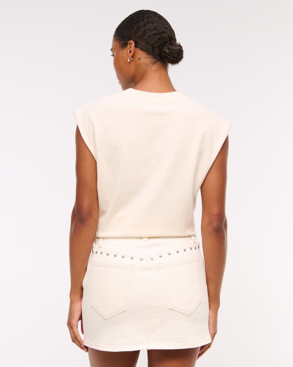 Curve Love Mid Rise Studded Denim Mini Skirt