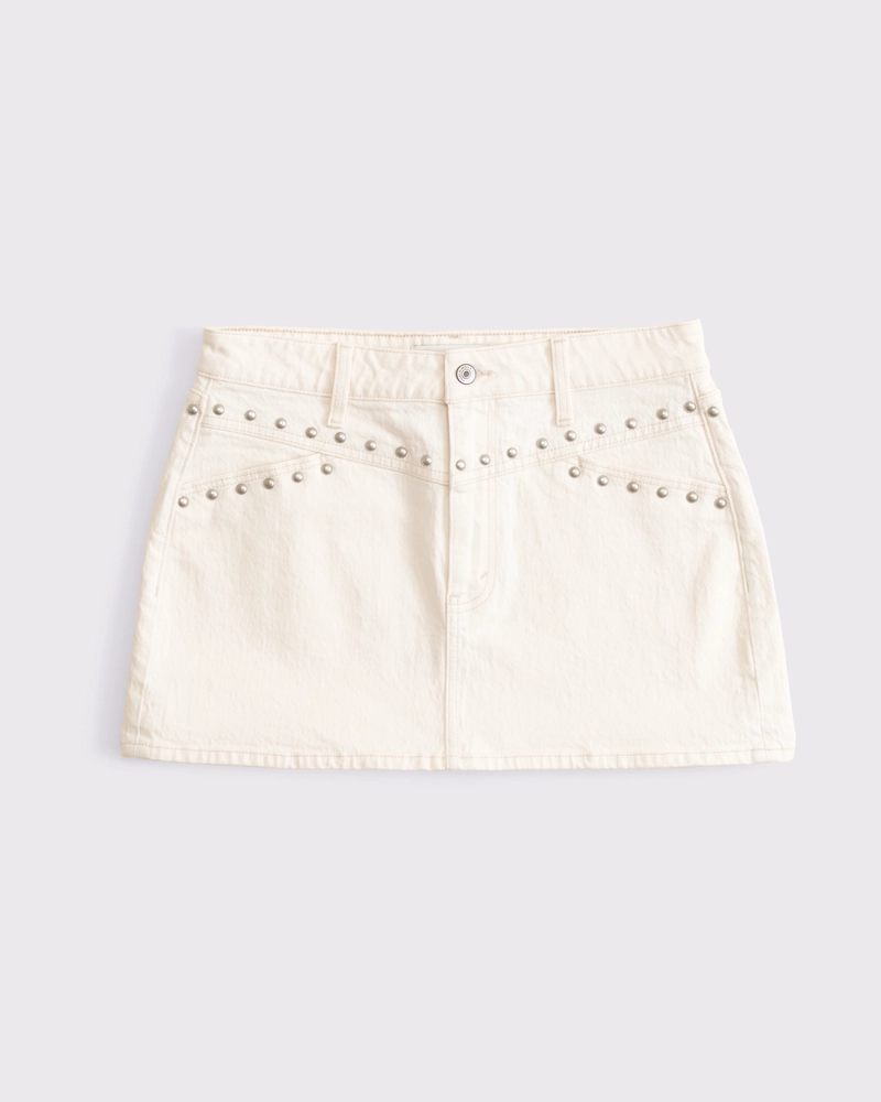 Curve Love Mid Rise Studded Denim Mini Skirt