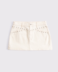 Curve Love Mid Rise Studded Denim Mini Skirt