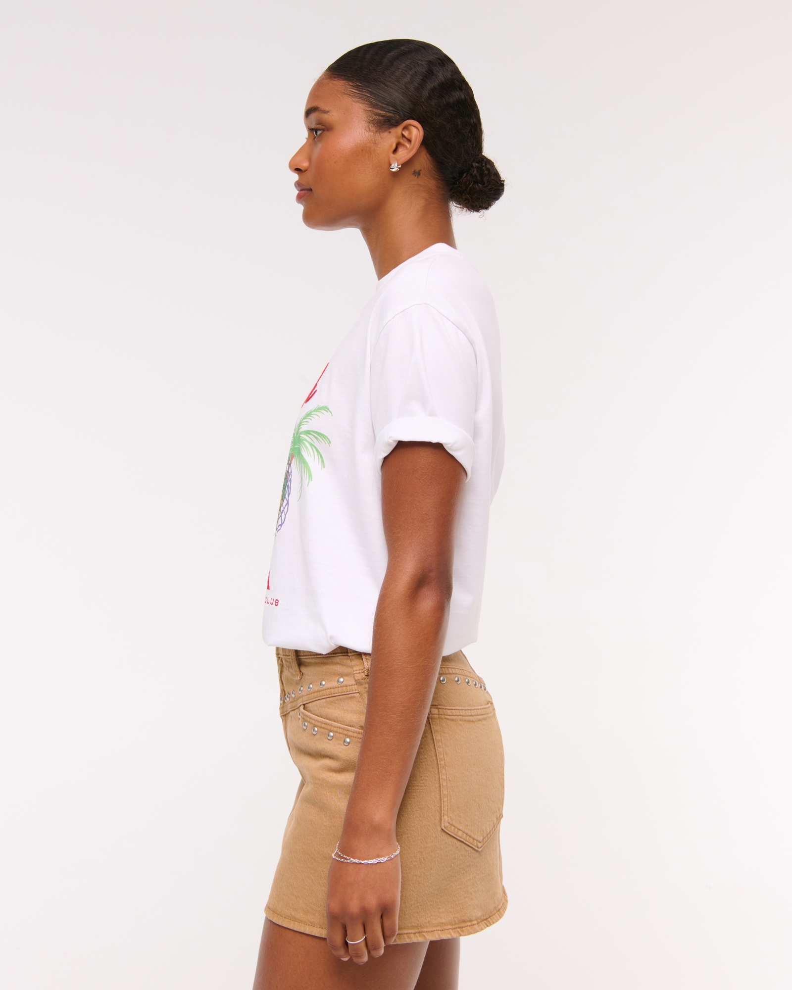 Curve Love Mid Rise Denim Studded Mini Skirt