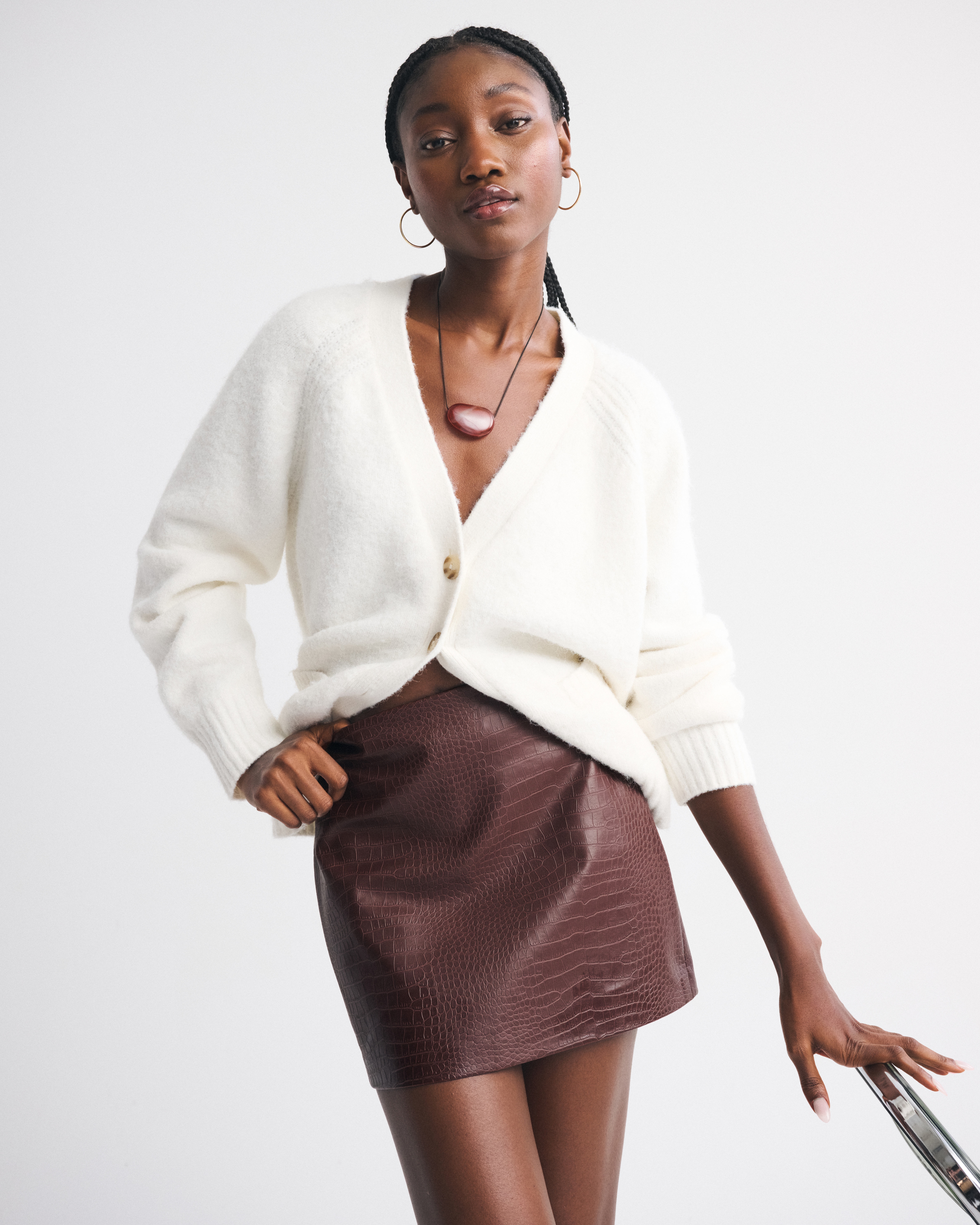 Abercrombie & Fitch The A&f Scarlett Vegan Leather Mini Skort In Brown