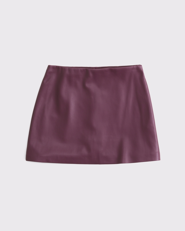The A&F Scarlett Vegan Leather Mini Skort, Deep Plum view 1