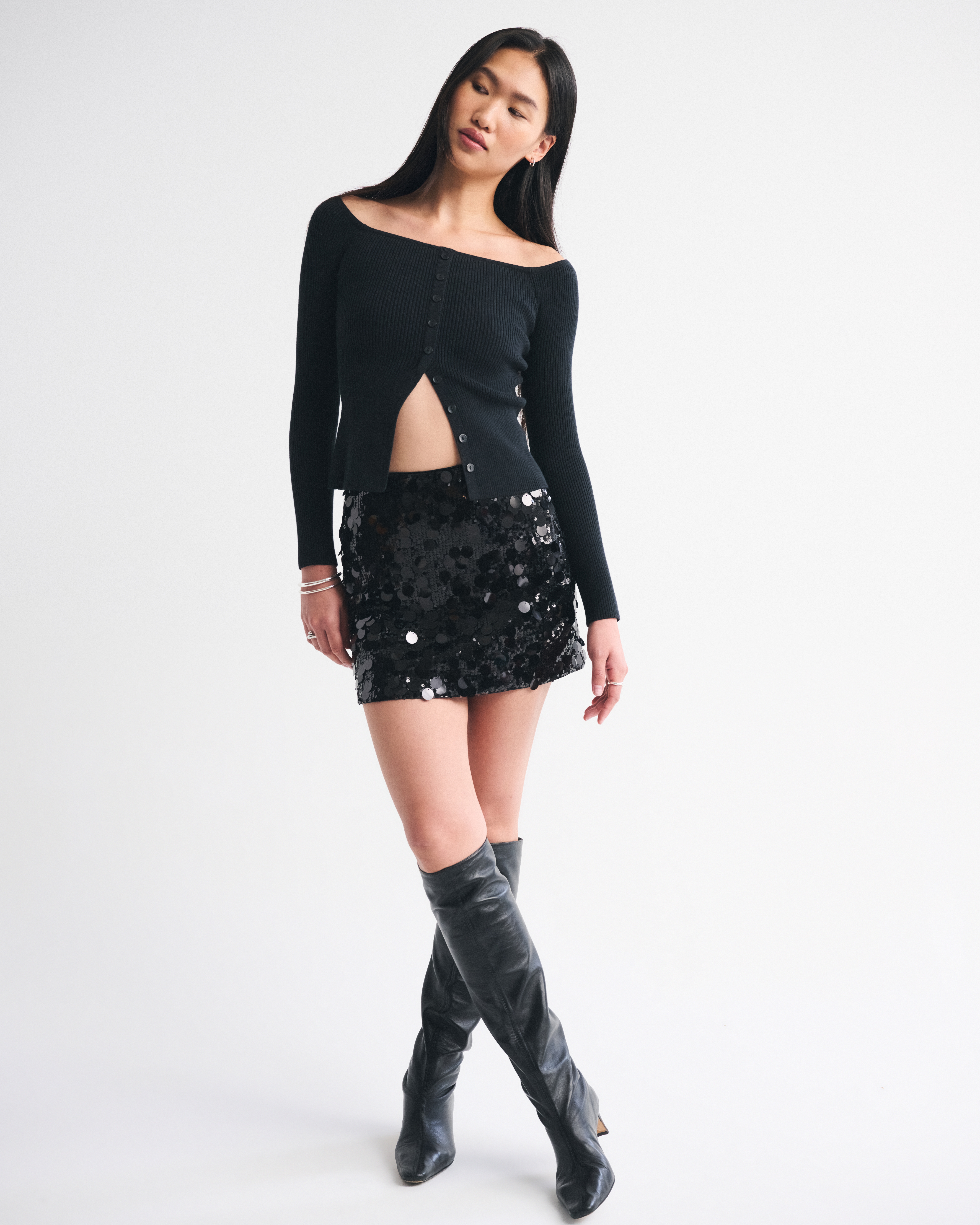 Женские юбки Abercrombie & Fitch The A&F Scarlett Sequin Mini Skort — фото 3
