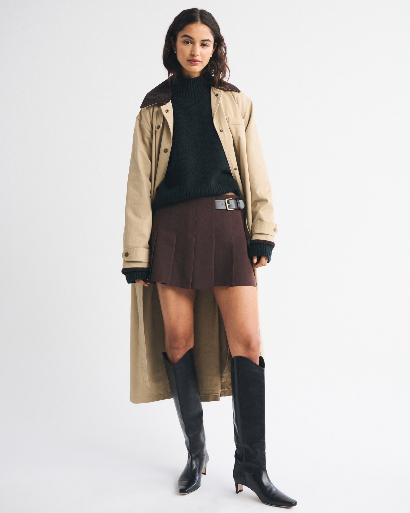 Hardware Pleated Wrap Mini Skort