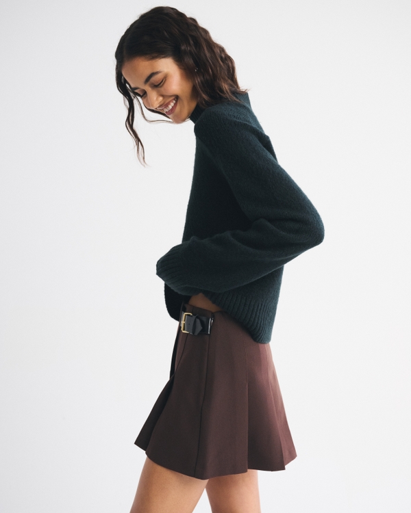 Hardware Pleated Wrap Mini Skort