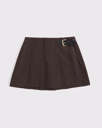 Hardware Pleated Wrap Mini Skort