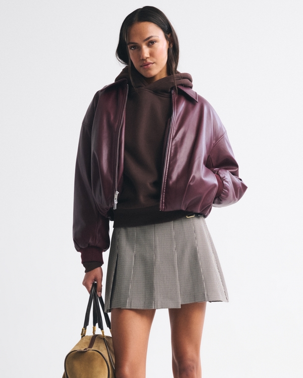 Plissierter Miniskort mit mittelhohem Bund in Wickeloptik, Schottenkaro view 1