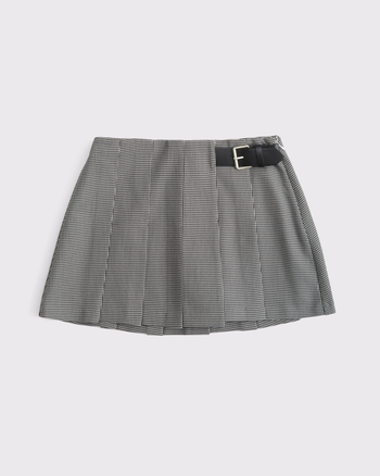 Hardware Pleated Wrap Mini Skort