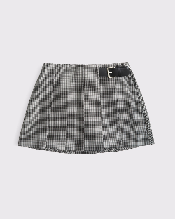 Hardware Pleated Wrap Mini Skort