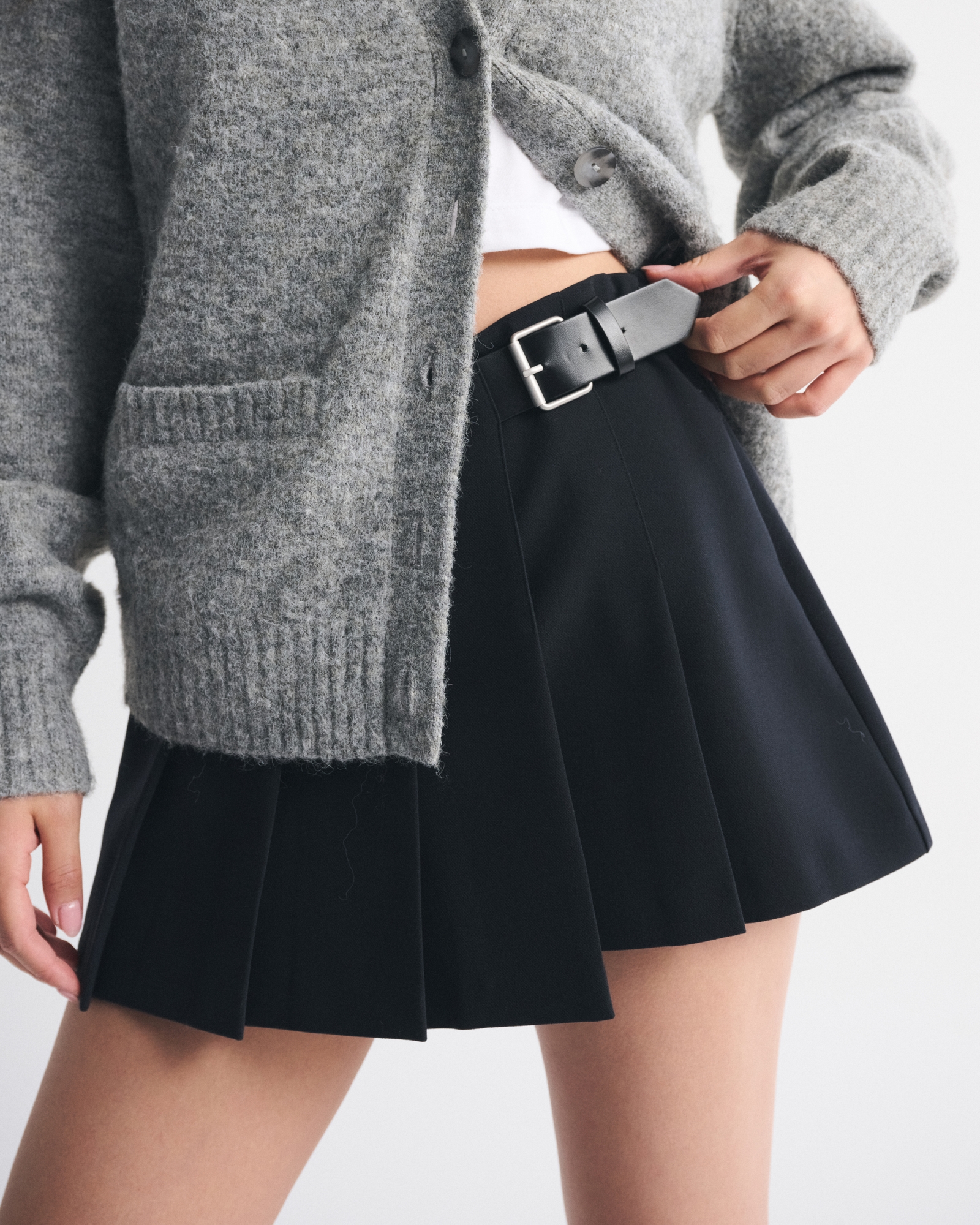 Hardware Pleated Wrap Mini Skort