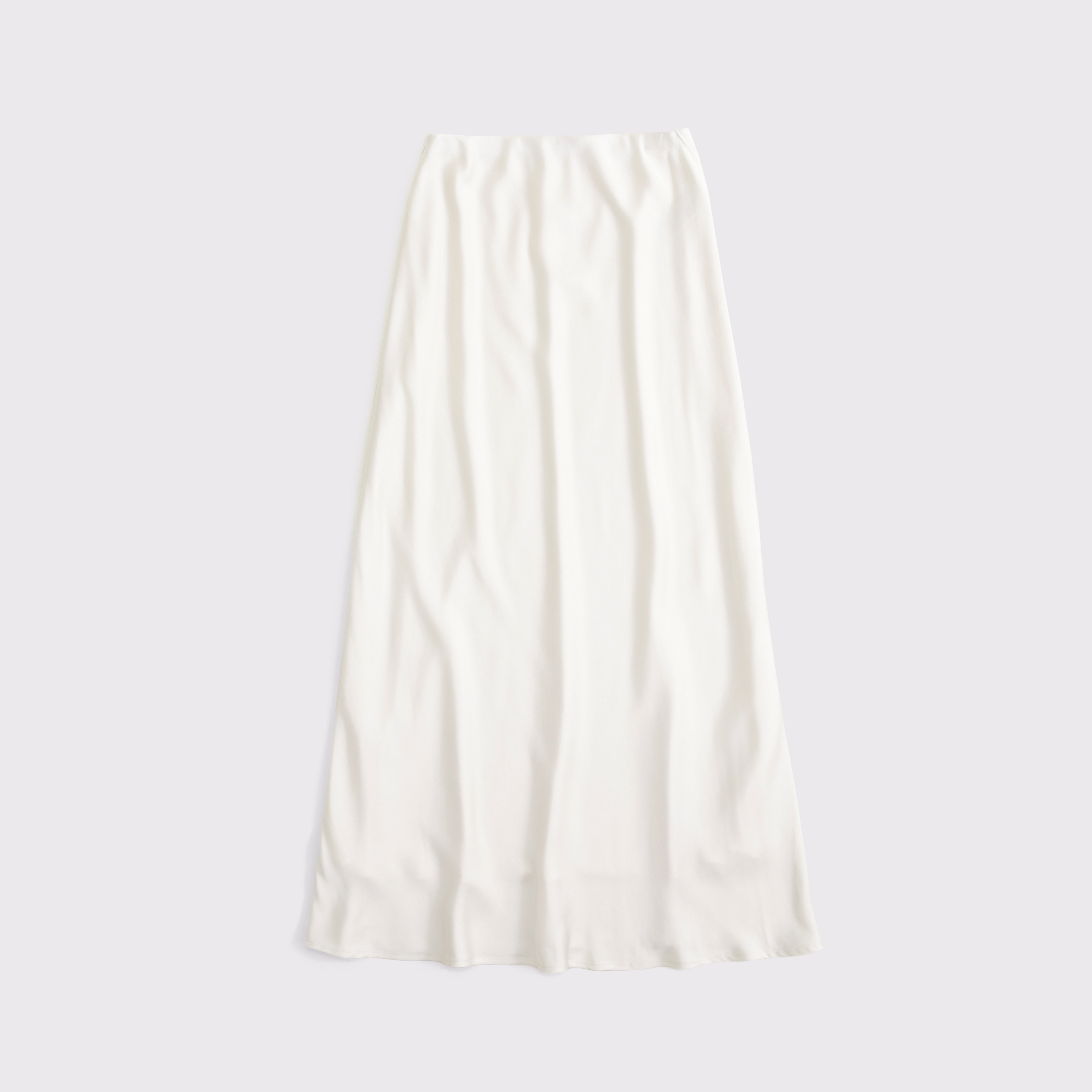 Abercrombie & Fitch High Rise Satin Maxi Skirt In White