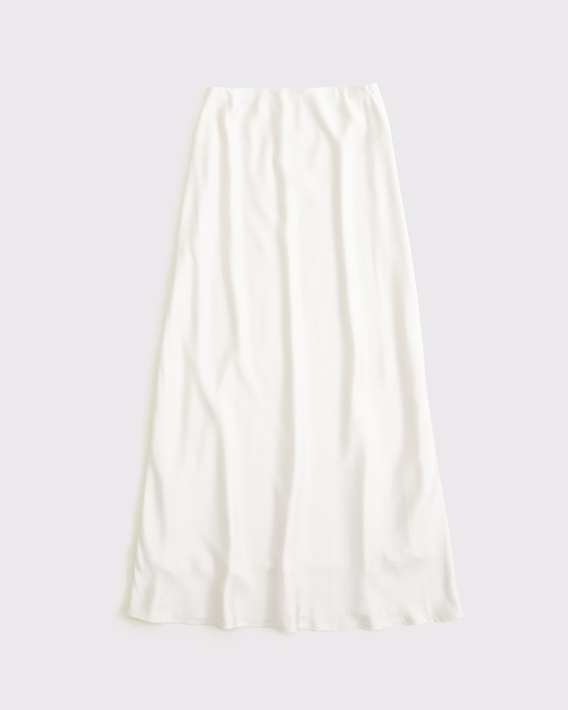 Mid Rise Satin Maxi Skirt