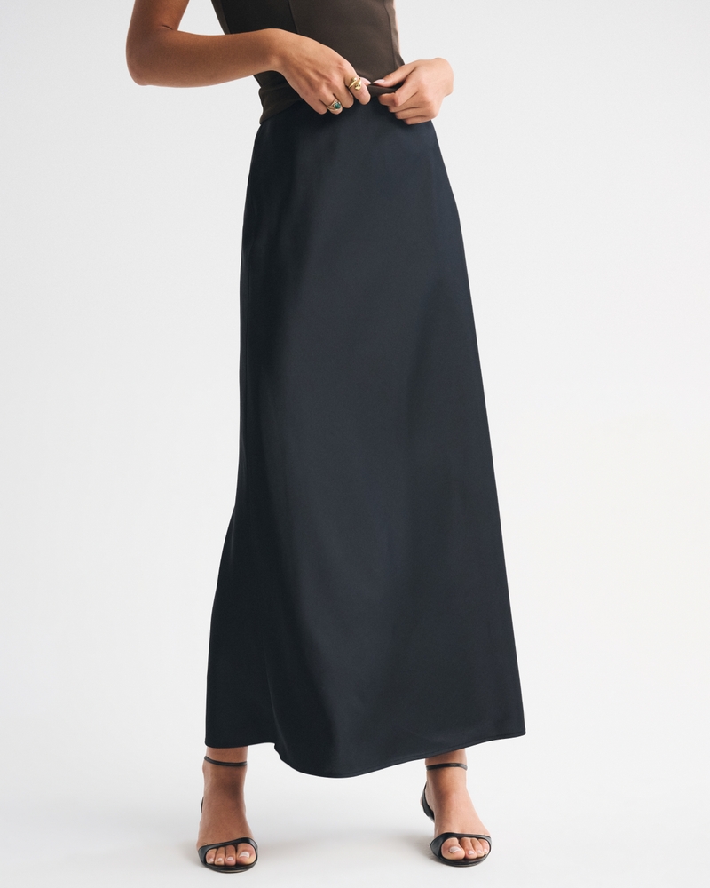 High Rise Satin Maxi Skirt