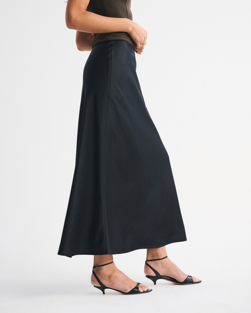 High Rise Satin Maxi Skirt