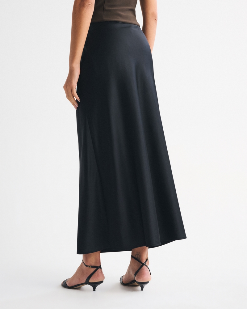 High Rise Satin Maxi Skirt