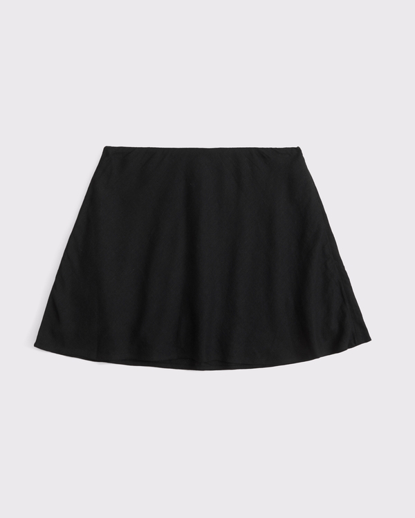The A&F Sienna Linen-Blend Mini Skort, Black view 1