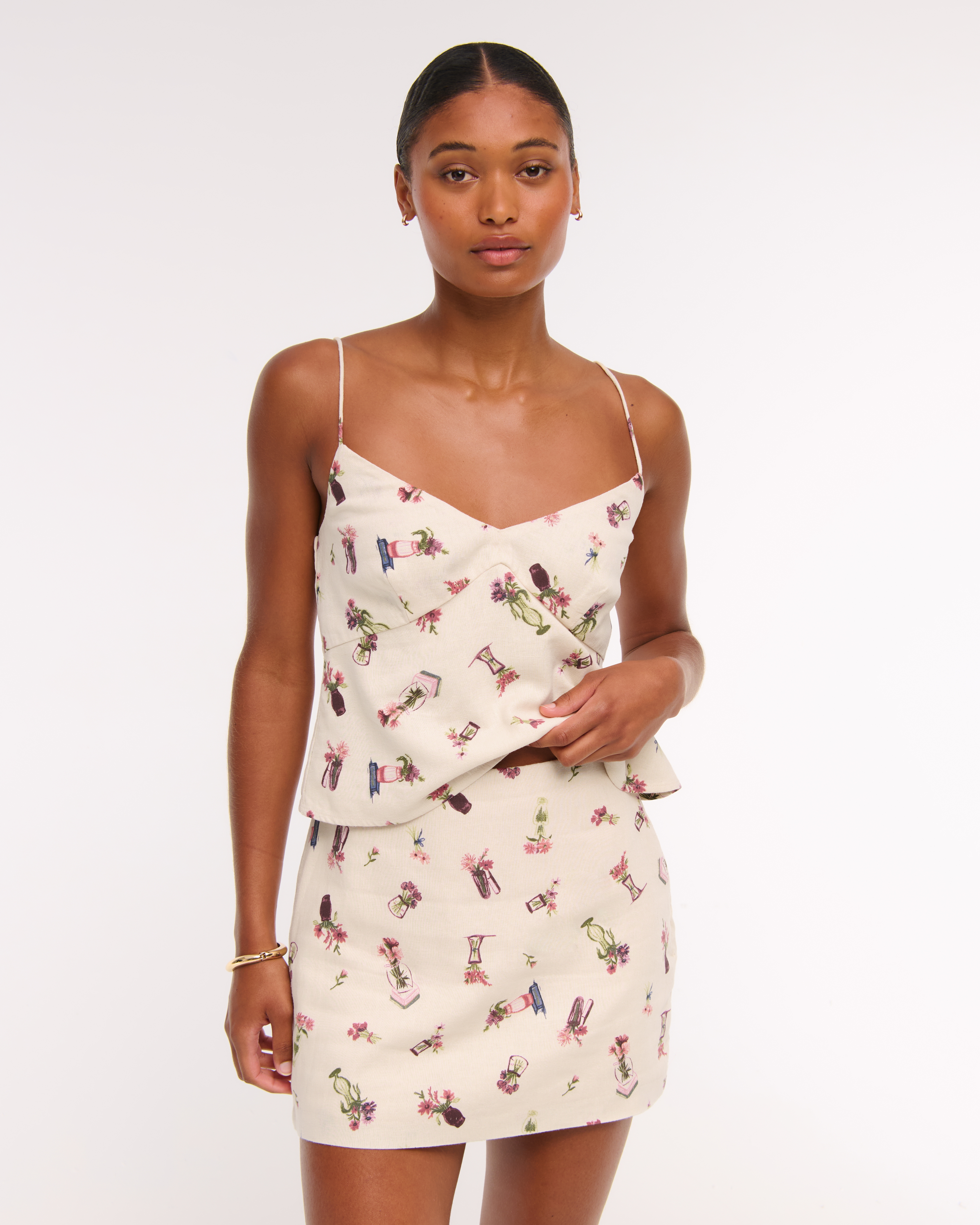 Abercrombie & Fitch The A&f Scarlett Curve Love Linen-blend Mini Skort