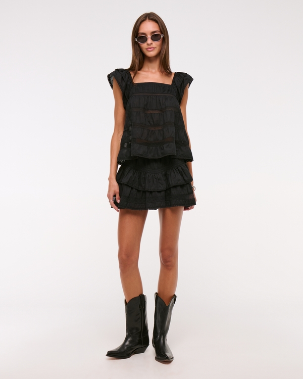 High Rise Drop-Waist Mini Skort