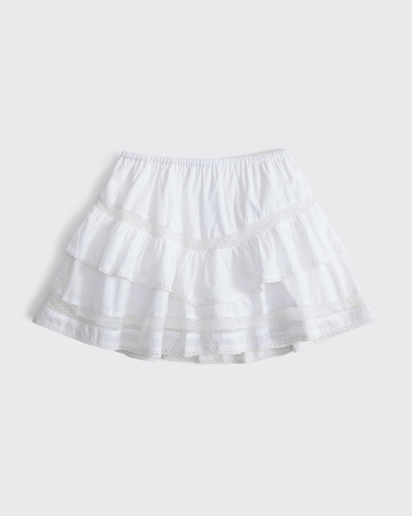 High Rise Drop-Waist Flirty Mini Skort, White view 1