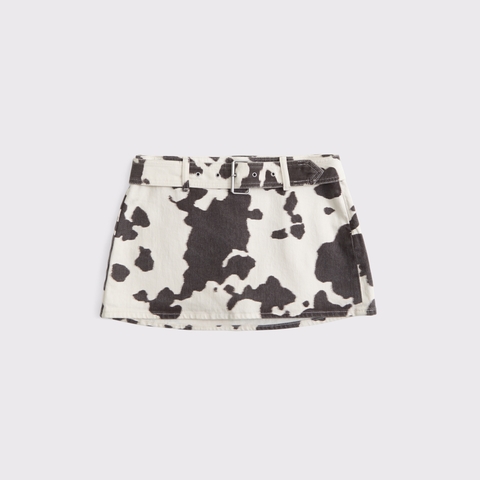 Женские юбки Abercrombie & Fitch Curve Love Mid Rise Belted Denim Mini Skort