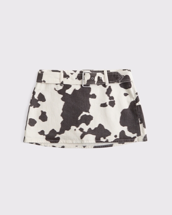 Curve Love Mid Rise Belted Denim Mini Skort