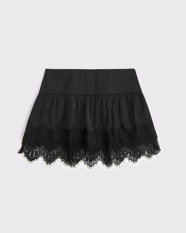 Zwierige miniskort met hoge taille, Zwart view 1
