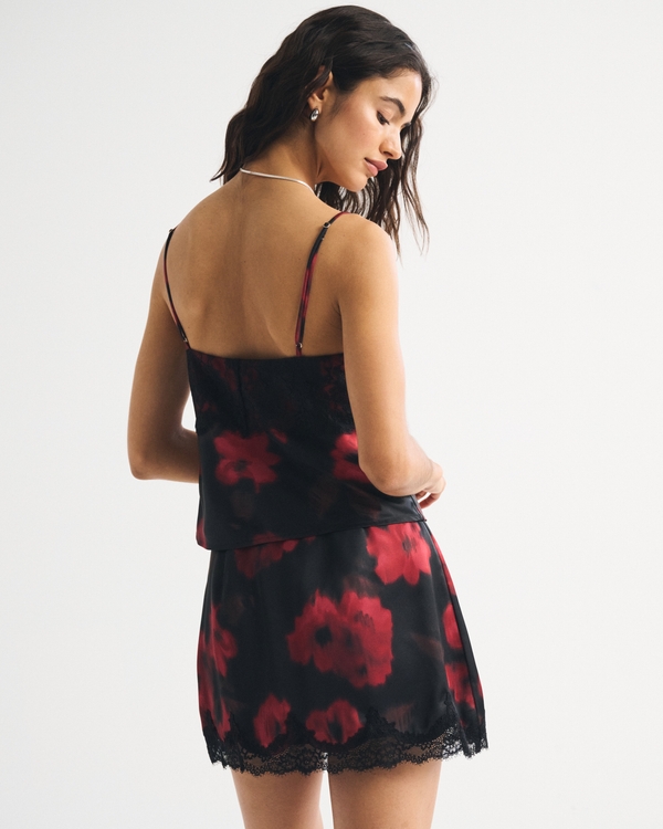 High Rise Lace & Satin Mini Skort