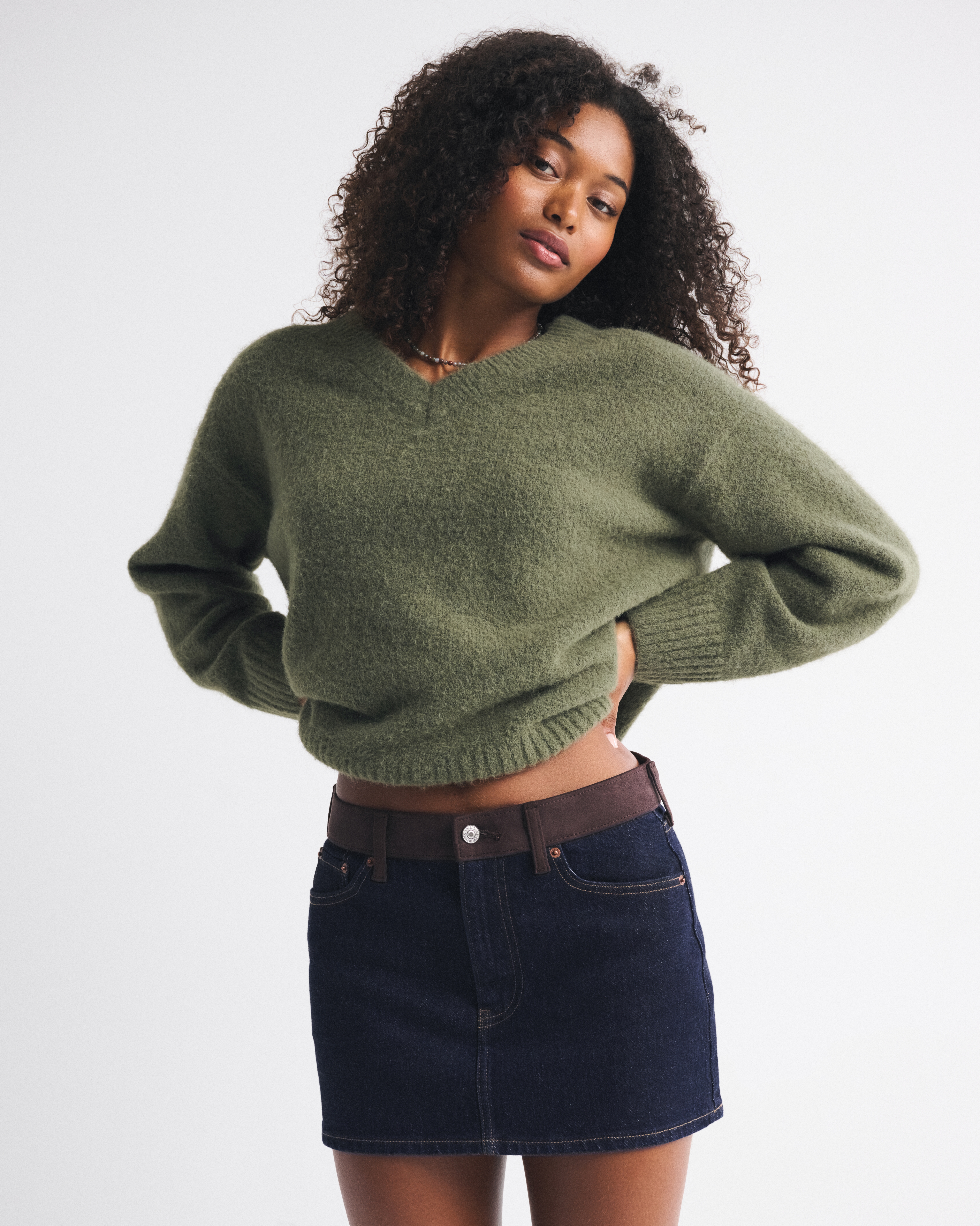 Abercrombie & Fitch Mid Rise Denim Mini Skirt In Blue