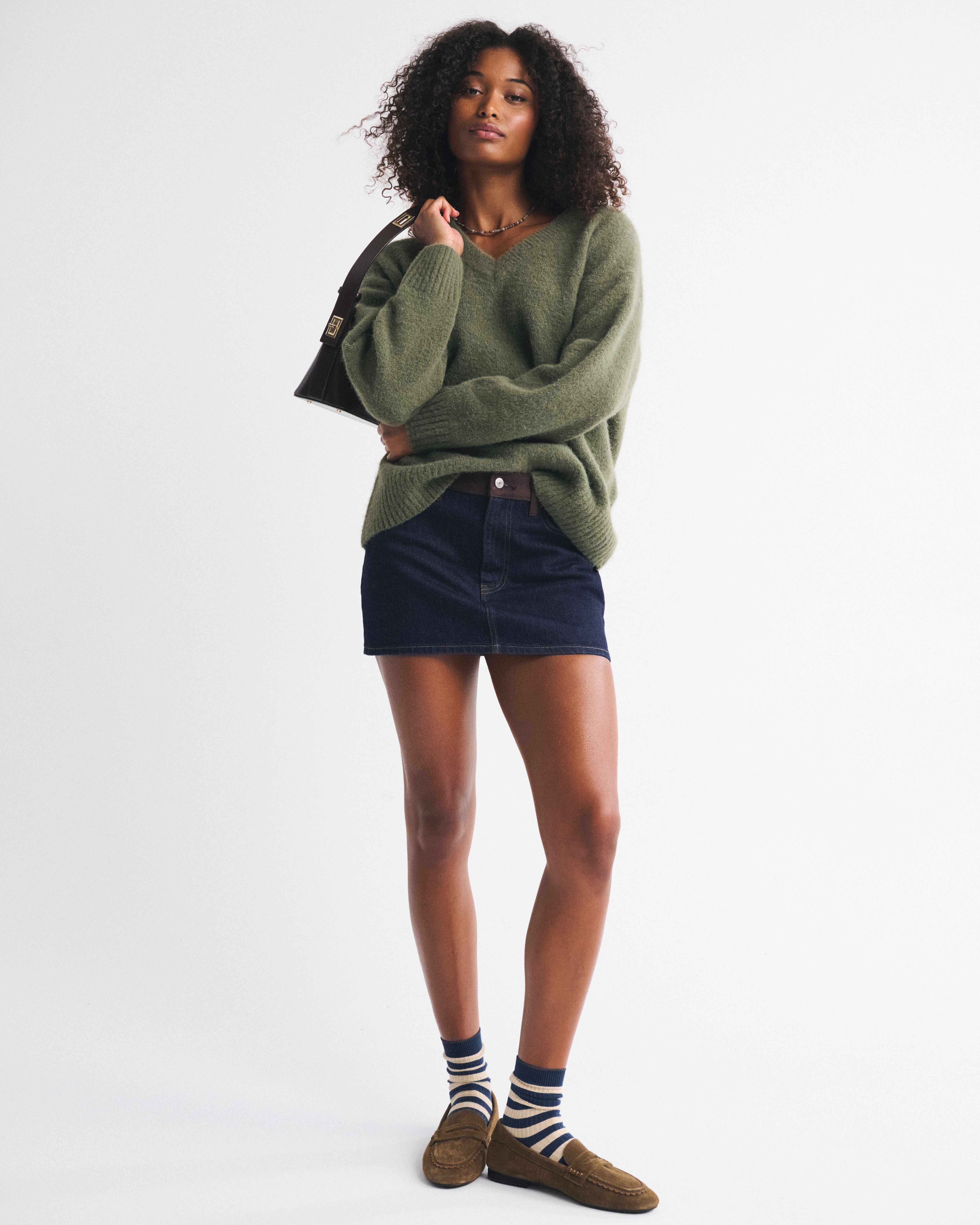 Abercrombie & Fitch Mid Rise Denim Mini Skirt In Blue