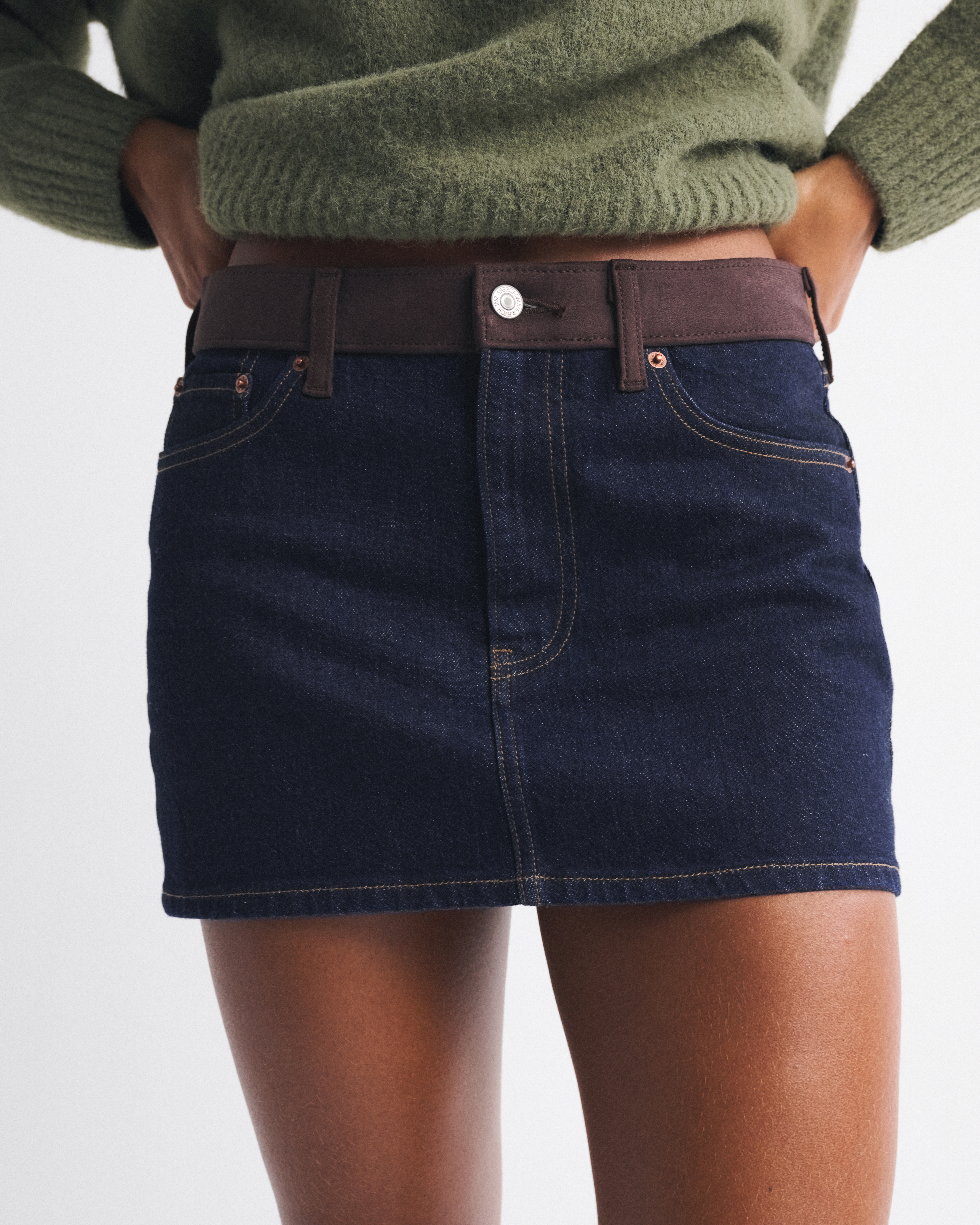 Abercrombie & Fitch Mid Rise Denim Mini Skirt In Blue