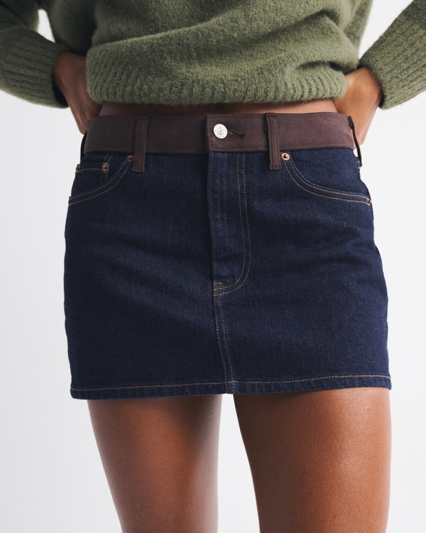 Mid Rise Denim Mini Skirt