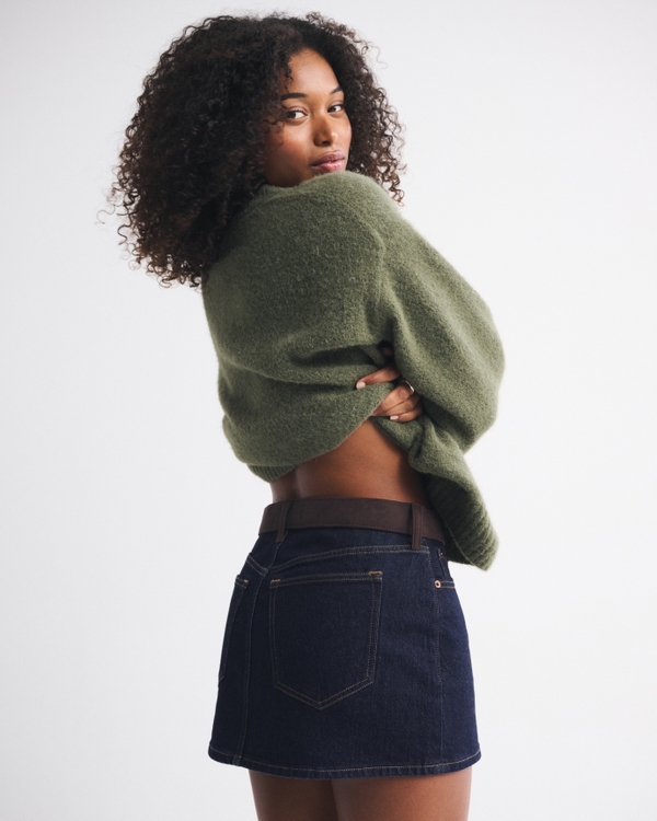 Mid Rise Denim Mini Skirt