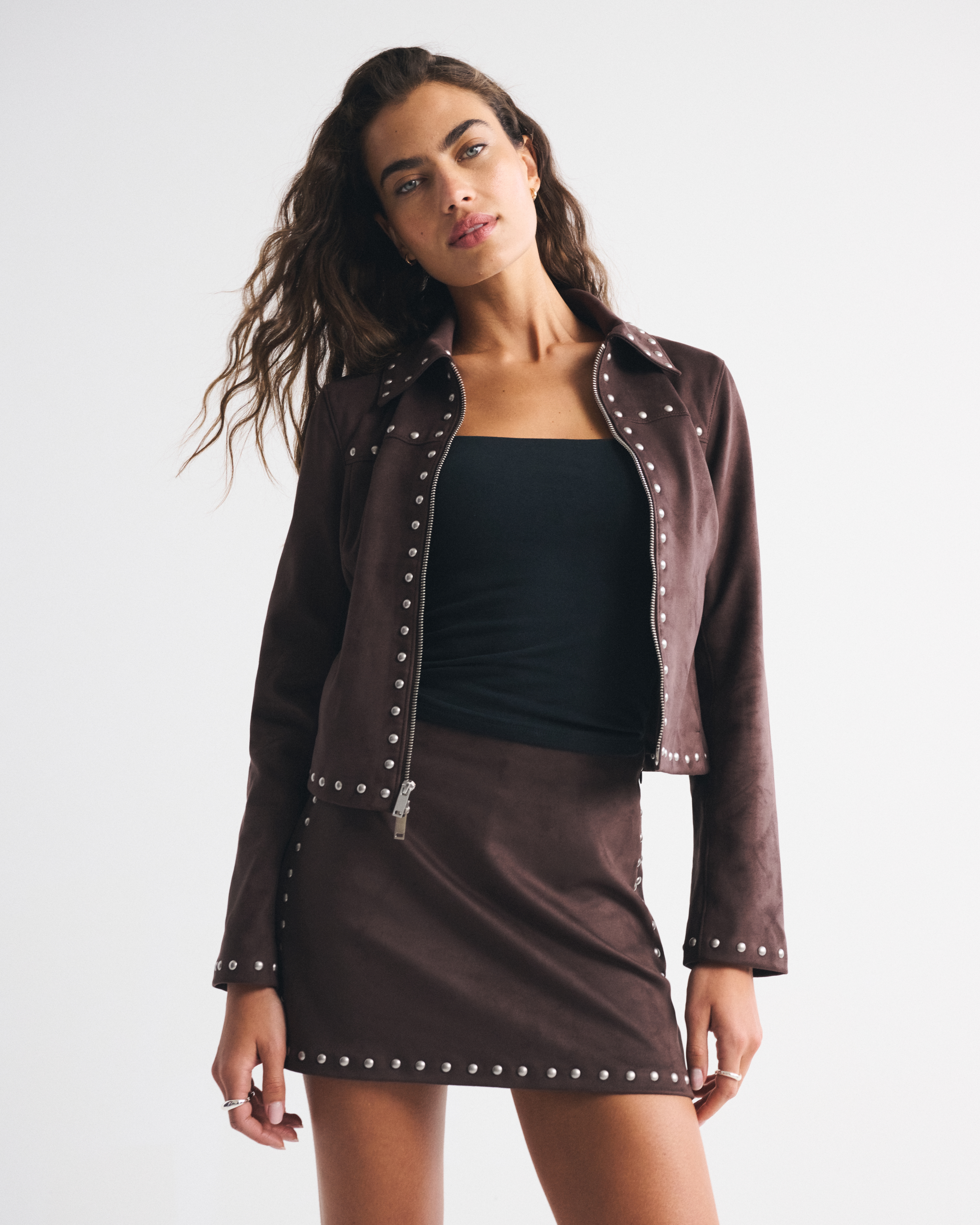 Abercrombie & Fitch The A&f Scarlett Vegan Suede Mini Skort In Brown